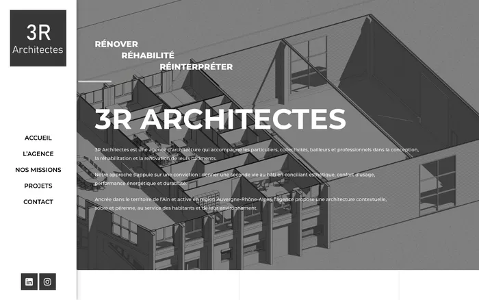 Page d'accueil du site de 3R Architectes
