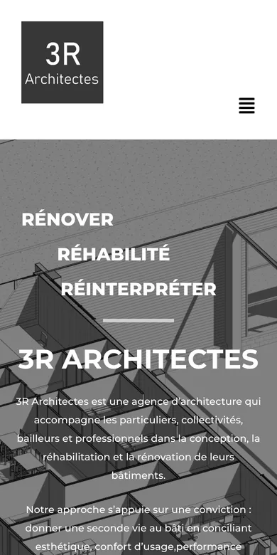 Le site de 3R Architectes sur téléphone