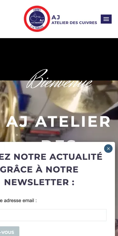 Le site d'AJ Atelier des Cuivres sur téléphone