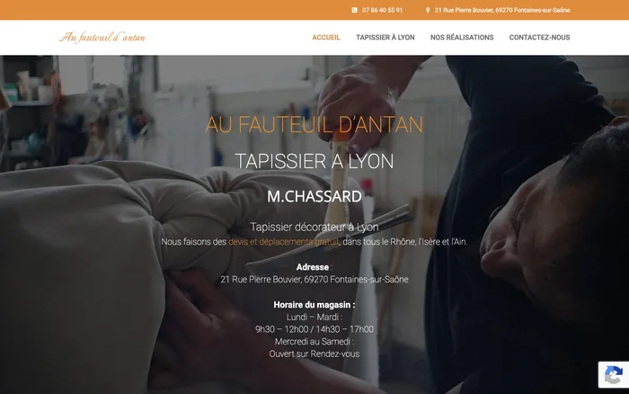 Page d'accueil du site Au Fauteuil d'Antan