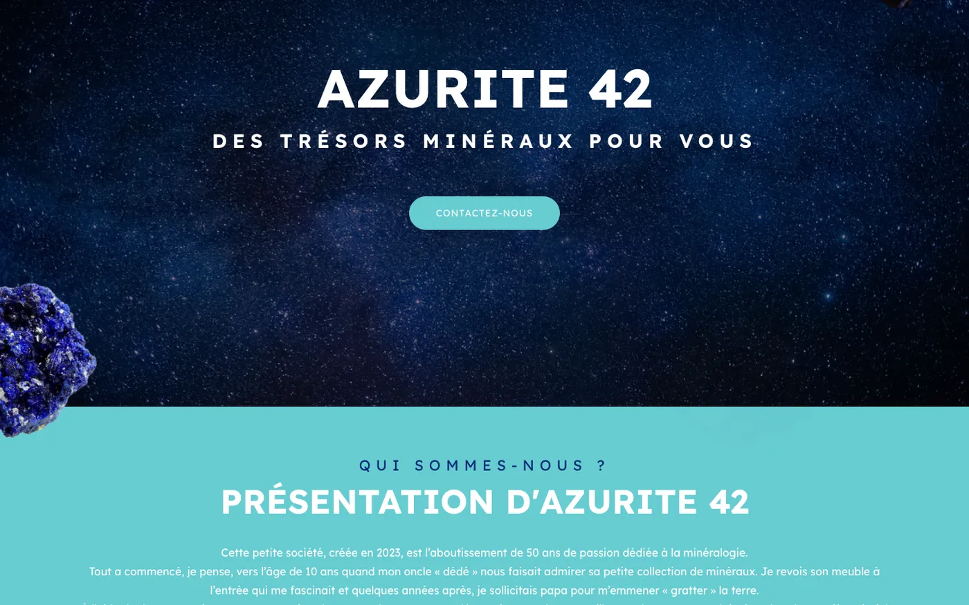 Page d'accueil du site d'Azurite 42 sur ordinateur