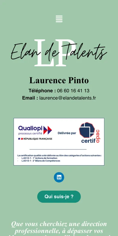 Le site d'Élan de Talents sur téléphone