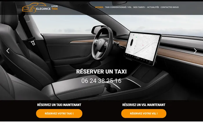 Page d'accueil du site d'Élégance Taxi Lyon