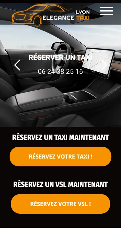 Le site d'Élégance Taxi Lyon sur téléphone