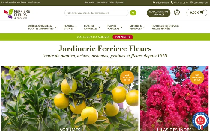 Page d'accueil du site de Ferrière Fleurs