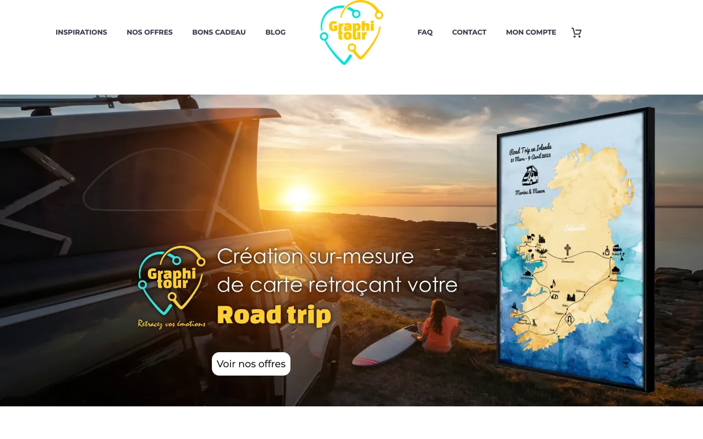 Page d'accueil du site de Graphitour sur ordinateur