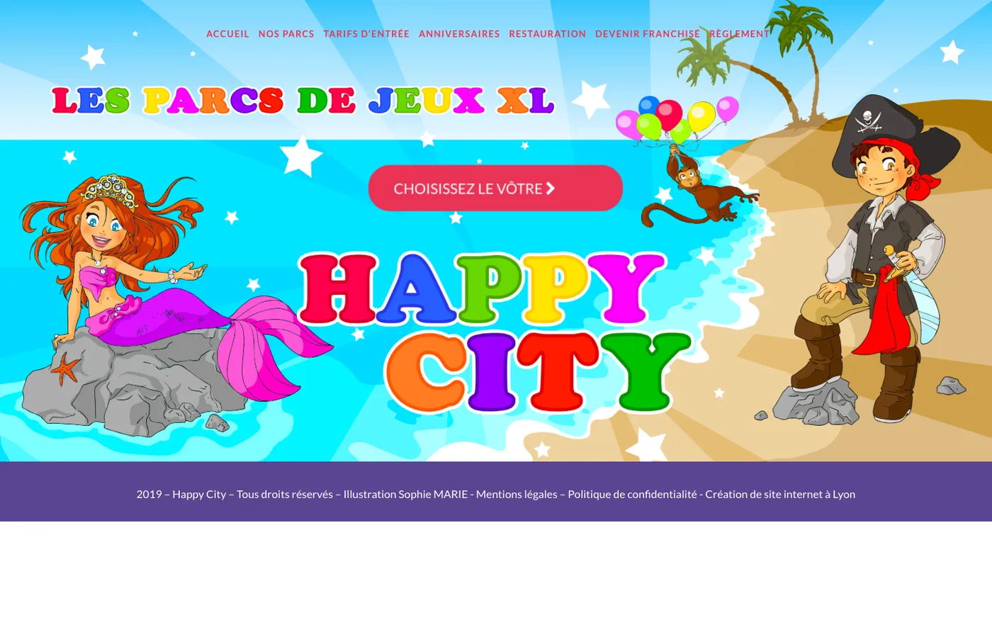 Page d'accueil du site de Happy City sur ordinateur
