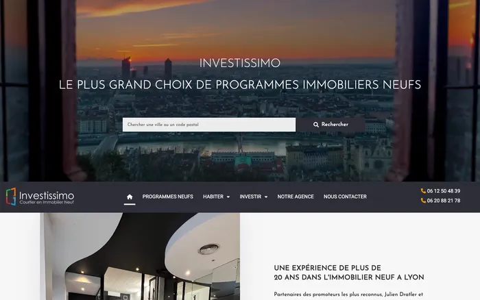 Page d'accueil du site d'Investissimo