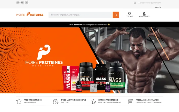 Page d'accueil du site d'Ivoire Protéines