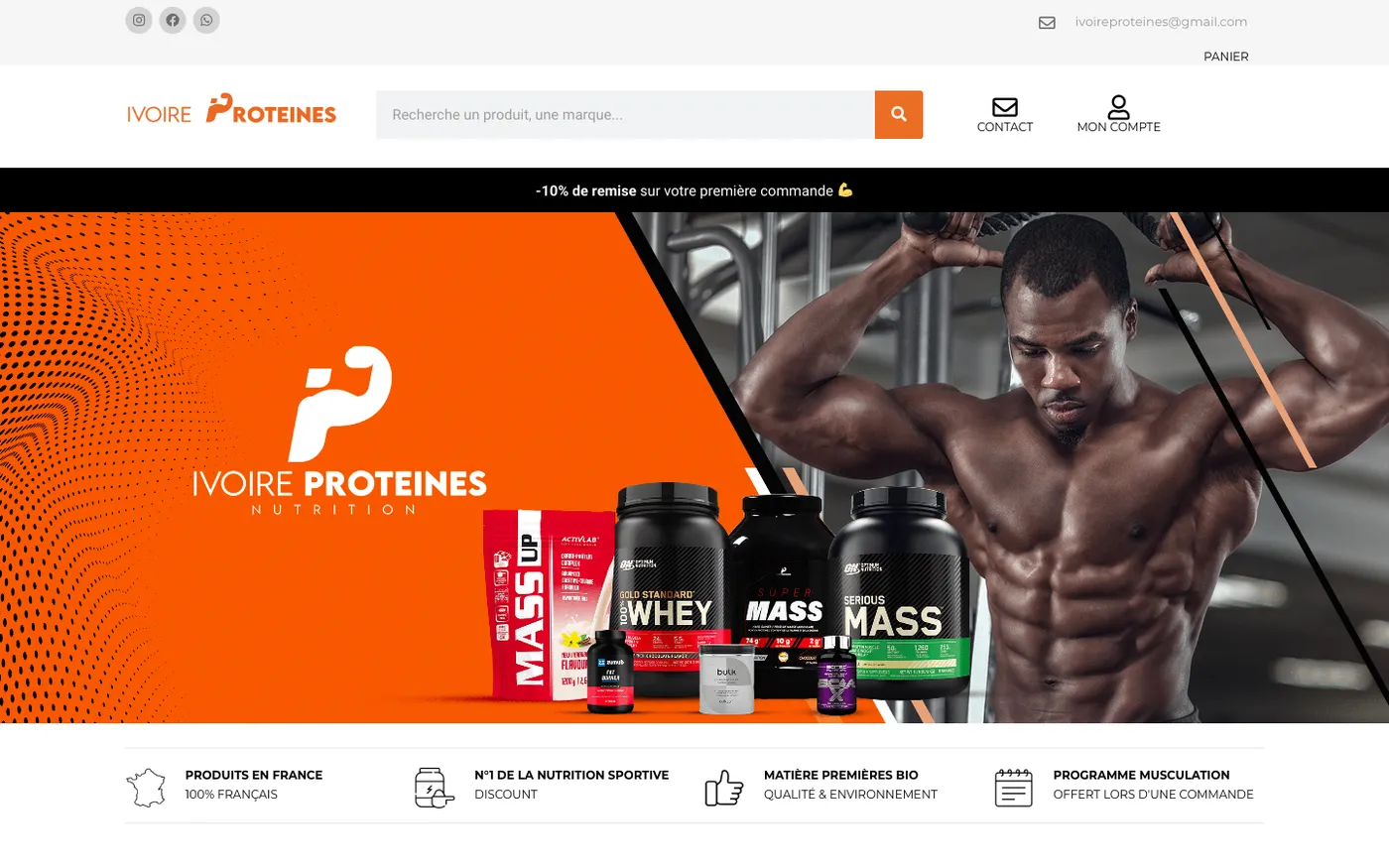 Page d'accueil du site d'Ivoire Protéines sur ordinateur