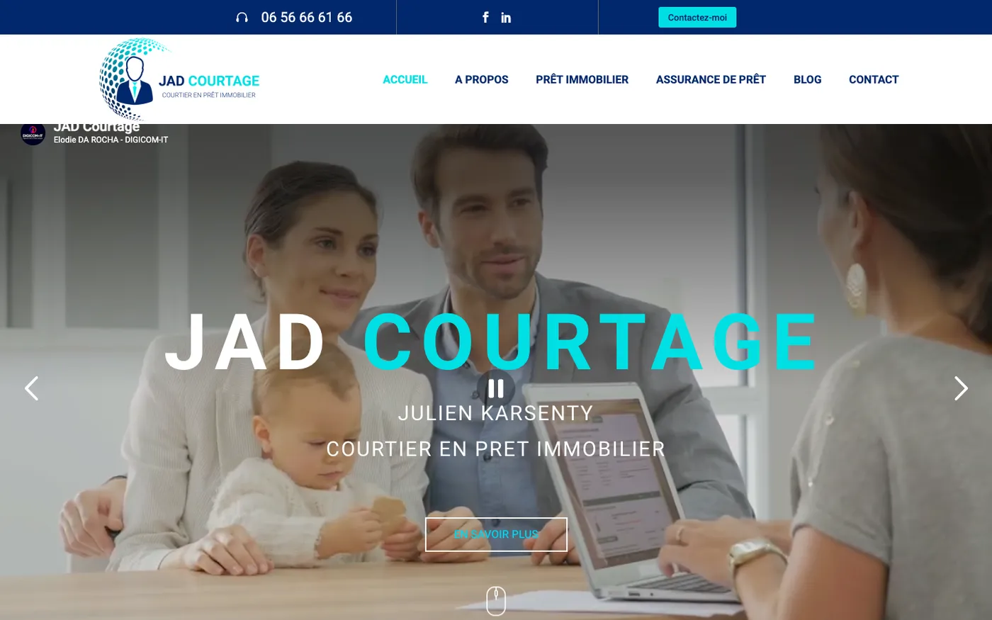 Page d'accueil du site de JAD Courtage sur ordinateur