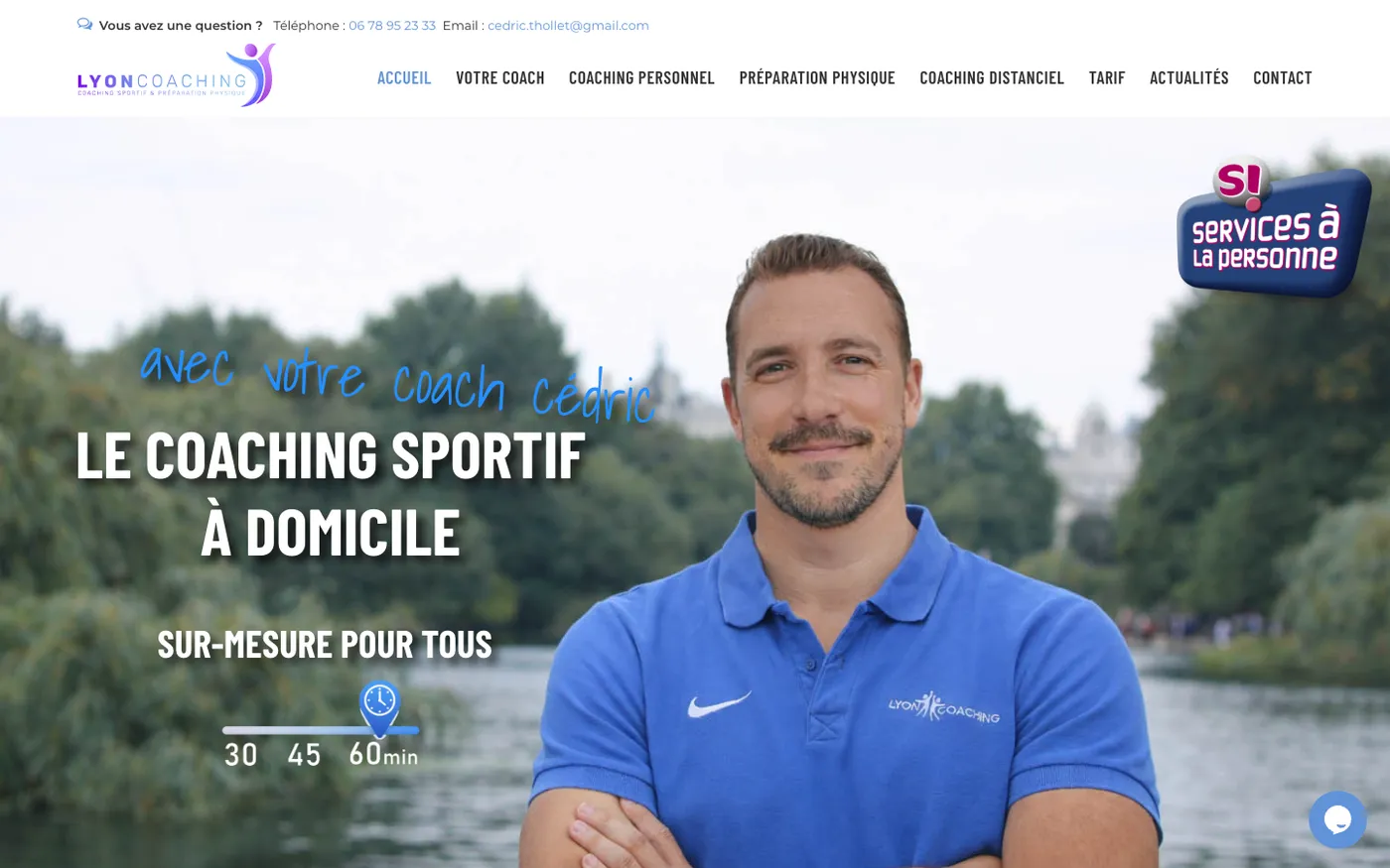 Page d'accueil du site de Lyon Coaching sur ordinateur