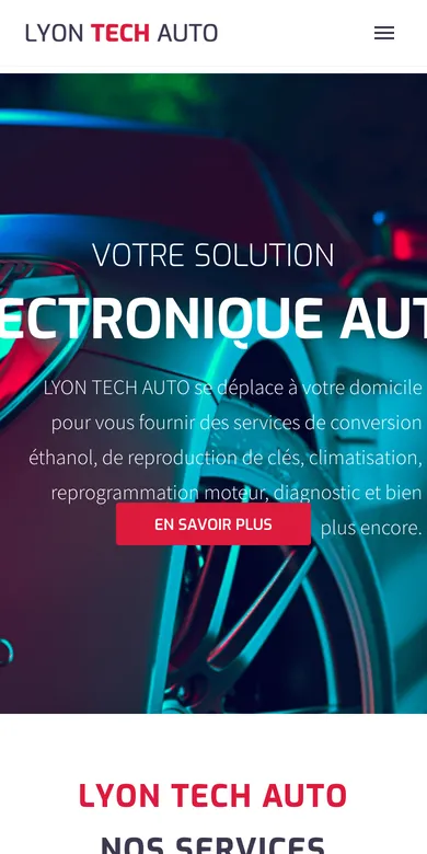 Le site de Lyon Tech Auto sur téléphone