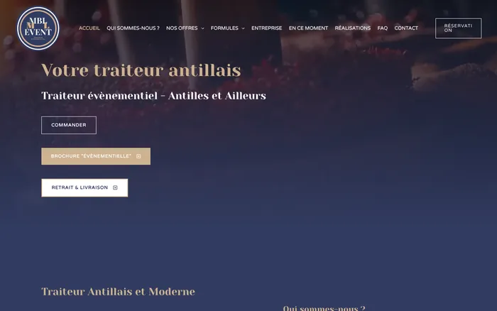Page d'accueil du site de MBL Traiteur