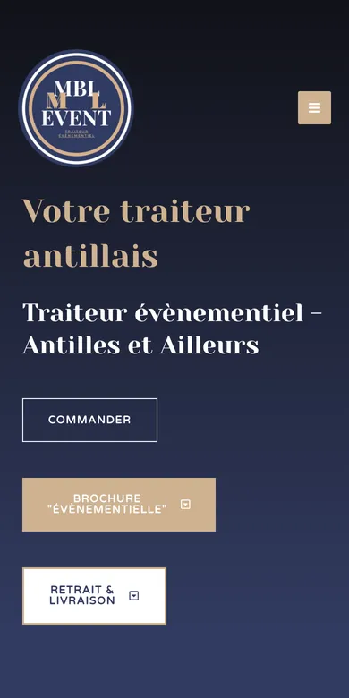 Le site de MBL Traiteur sur téléphone