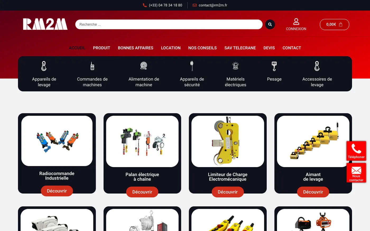 Page d'accueil du site de RM2M sur ordinateur