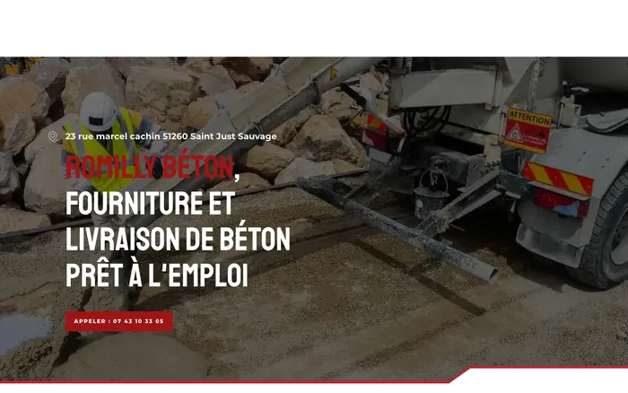 Page d'accueil du site de Romilly Béton