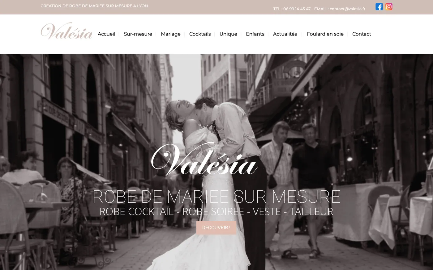 Page d'accueil du site de Valesia sur ordinateur