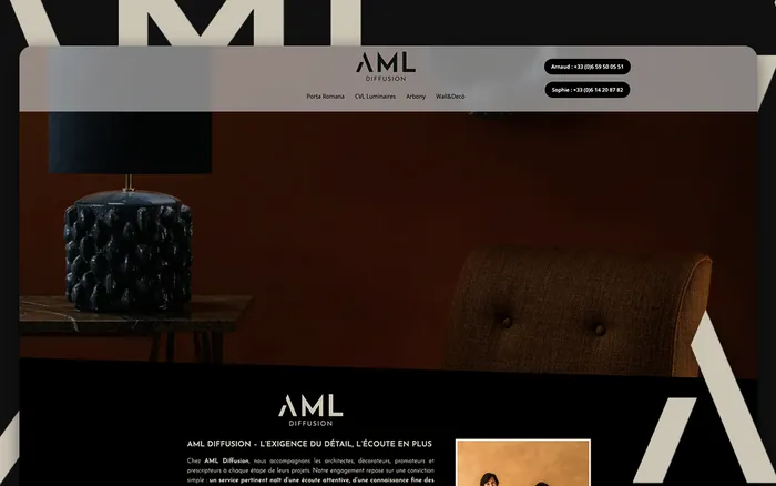 Aperçu du site internet réalisé pour AML Diffusion