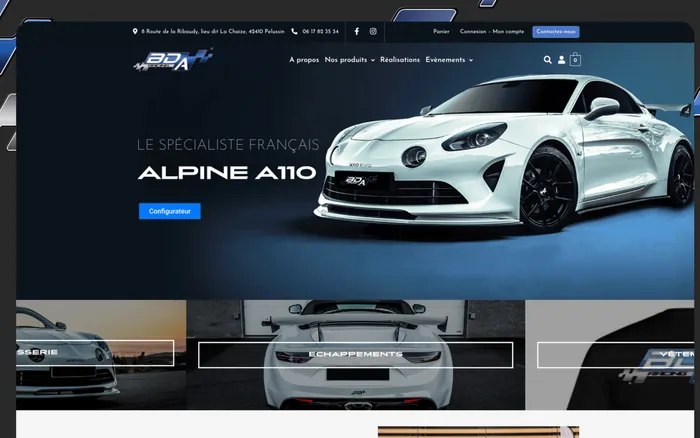 Page d'accueil du site de BDA Racing