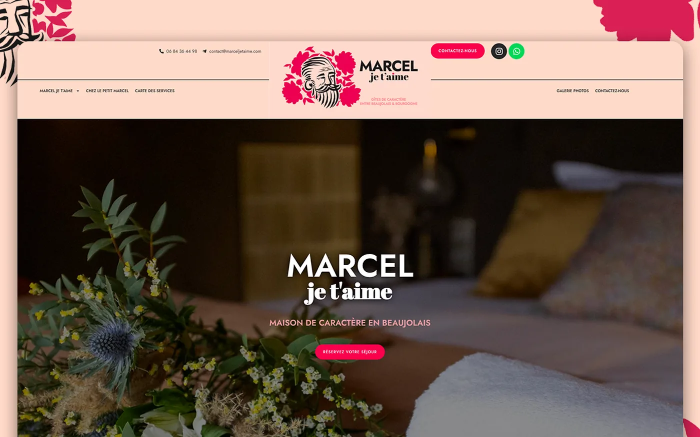 Page d'accueil du site de Marcel je t'aime sur ordinateur